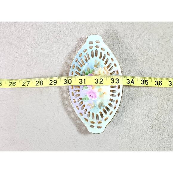 Articulated Candy Dish Trinket Dish 6 1/4" ACI Japan Porcelain Gold Trim 70s Vtg - Picture 11 of 11